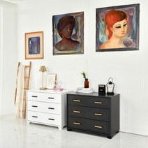 Sunshine 3단 서랍장 인테리어 디자인 수납장 와이드 보관함 정리함 800, 그레이_손잡이골드