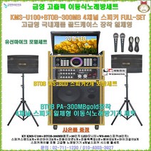 금영고급형이동식노래방 KMS-U100장착 4채널스피커세트(20형 LED-TV장착형)/마이크 포함-사은품 증정/블루투스앰프 장착/회관-휴계실-요양원-음악실-노래교실용 일체형노래방, 유선마이크 타입, BTOB WS-800스피커(8형/350W 2개)
