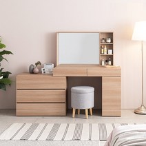 에넥스 모모 USB 멀티 수납 화장대, 오크