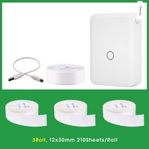라벨 무선 프린터 새학기 필수품 110 휴대용 열 무선 블루투스 스티커 가정용 저장, 3롤 추가, 협력사