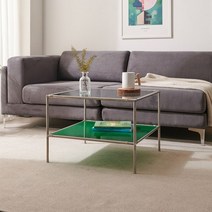 [(주)티에스퍼니처] 리프 모듈 거실 테이블 580, 선택:그린 / 2단:그린