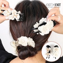 [KNOTXKNOT] 국내제작 자개 이중 플라워 포니테일 집게핀
