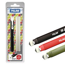 MILAN 밀란 트라이제트 샤프식 삼각지우개 + 리필 (블러스터), 레드