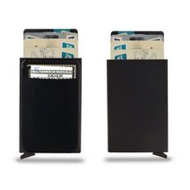 알루미늄 카드 홀더 RFID 신용 카드 홀더 자동 팝업 은행 카드 상자 스마트 퀵 릴리스 여성 지갑 미니 자동차 패키지, Black