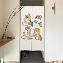 일본 문 커튼 노렌 귀여운 고양이 커튼 거실 침실 출입구 파티션 주방 입구 걸이식 반 커튼, 80x120cm, CLX00476