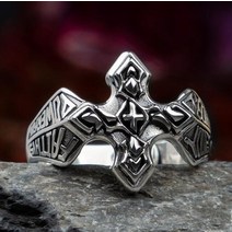 기독교 새로운 패션 성격 남자 반지 크로스 인쇄 기독교 펑크 보석 선물, 02 A10165-Silver_02 8