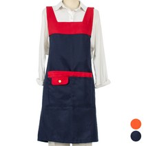 DAE65 수납좋은 배색 포인트 주머니 원피스 앞치마, DAE65 곤색