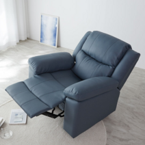 세계로가구 미카 1인용 전동 리클라이너 소파 일인용 가죽 쇼파, 딥블루