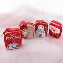 크리스마스 사각 열쇠고리 동전지갑 12개입 이어폰 틴케이스, 1세트(12개입)