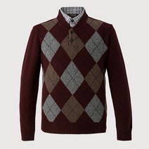 인디안 [22년 겨울 최저가] 고급 울혼방 투인원 아가일 패턴 레이어드 니트 MIBBPXWA201BC