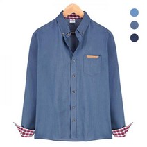 체크 패턴 배색 데님 미디엄블루 셔츠_NWM001_MBlue남자청남방 데님셔츠 청자켓 유니클로청남방 청남방코디 오버핏청남방 남방 캐쥬얼셔츠 캐쥬얼