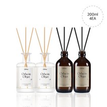 오르브 네이처 실내방향제 디퓨저 200ml x 4 선물세트, 갈색병 구성, 마스블라썸x4세트