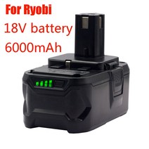 Ryobi ONE18V 무선 전동 공구 BPL1820 P108 P109 P106 RB18L50 RB18L40 리튬 이온 배터리 6000mAh 교체, 18v 6000mah