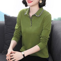 HEYU 여성 봄 여름 가을 캐주얼 루즈핏 30대 40대 50대 긴 소매 라운드넥 맨투맨 티셔츠 M~4XL