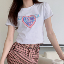 오노마 오노마 ONM 여자 여름티셔츠 캐주얼 반팔 귀여운 하트날개 크롭티 (8758948)