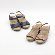 [코지] 여자 데이지 꽃무늬 펀칭 찍찍이 6cm 통굽 샌들