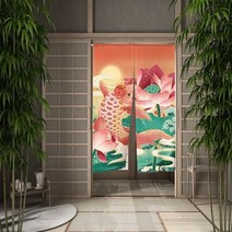 중문커튼 방풍 비닐 커튼 자석형 방한문 중문일본 우키요-전자 도어 커튼 잉어 크레인 출입구 벚꽃 리넨 장, 13 CLX00102_03 70x150cm