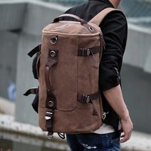 등산배낭 백팩 등산 대용량 백팩 남성 캔버스 버킷 숄더백 수하물 메신저, 03 Retro Brown