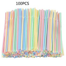 100 Pcs 유연한 플라스틱 솔리드 화이트 파티 티 & 커피 숍 일회용 마시는 빨대 웨딩 장식 색상 랜덤, 한개옵션1, 한개옵션0