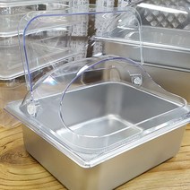 PC 밧드 투명 9분의1 2인치 AA 냉장고 정리 밀폐 보관 통 플라스틱 밧트, 투명 full (53x32.5cm), 슬라이드 뚜껑