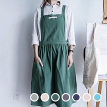 살림살림 파스텔 컬러 린넨 코튼 공방 어린이집 카페 앞치마, 차콜