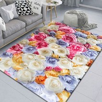 사각 대형 거실 카페트 카펫 꽃그림 꽃무늬 화사한 밝은 분위기전환 칼라 색감