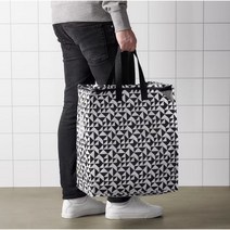 [이케아] 크날라 분리수거가방 지퍼식 블랙앤화이트 타포린백 세탁바구니 마트장바구니 여행용, 1개