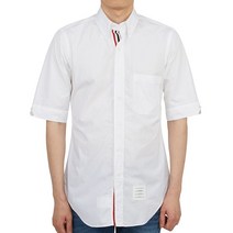 톰브라운 [톰브라운] 삼선 그로그랭 플래킷 솔리드 포플린 MWS002E 03113 100 남자 반팔 셔츠 클래식핏