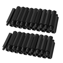 uxcell 50pcs M4 30 6mm Male Thread Nylon Hex Standoff Spacer Screws PCB Pillar Black, 1