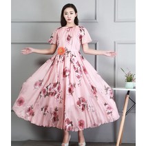 보헤미안 원피스 쉬폰 반팔 꽃무늬 히피룩 데일리룩 휴가 미시룩 빅사이즈 자연주의 중년