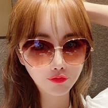 인 라지 프레임 선글라스 여성 한국 인터넷 연예인 동형 구동용 동그란 얼굴 블랙 골드 상하 퍼플 [고화질 편광의 업그레이드 버전] [안경 가방 + 천]