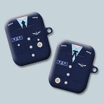와우박스 주문제작 공군 정복 공무원 유니폼 계급 이니셜 문구 텍스트 에어팟 버즈 무선 이어폰 케이스, 무광 하드케이스, 버즈(밑판 흰색)