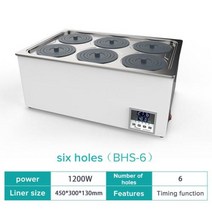분광계 JOANLAB 실험실 수조 일정 온도 디지털 디스플레이 히터 장비 조절기 탱크 단일, 6 Holes+미국 플러그