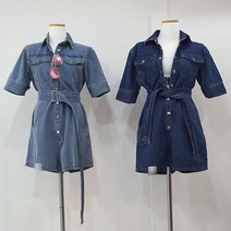 ﻿벨트 데님 청 반바지 점프수트 2COLOR