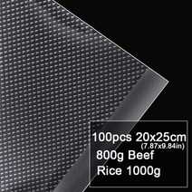 자동 식품 가정용 무선 산업용 업소용 진공포장기 100pcs 주방 식품 진공 실러 가방 수비드 식품 보호기 보관 진공 포장 가방 주방 액세서리 bpa-free, 100개 20x25cm