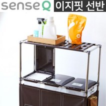 센스큐 이지핏 상단 선반 / 재활용 분리수거함 이동식 쓰레기통 구성 상품 가정용 사무실, 블랙 4단