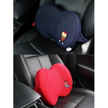 사계절 매쉬통풍 마블 차량용 등받이 쿠션 허리베개 편안한 차량허리, 캡틴아메리카_네이비