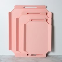 에브리 핸들 직사각 트레이 3종 세트 (소+중+대), 핑크