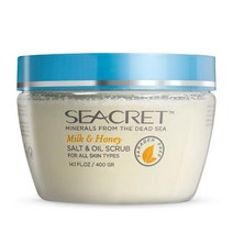 SEACRET 시크릿 여성용 스킨 케어 각질 제거 사해 미네랄 솔트 오일 스크럽 400g Ocean Mist, Milk Honey, 1