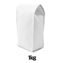 [이지포장]무광 백색 커피봉투 1kg M방 밸브부착 가능 50매입, 50매