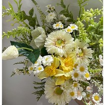 조화 꽃다발 들꽃부케 마트리카리아 웨딩촬영용 노란 부케, 부토니에 추가
