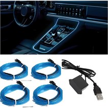 Starlaff LED 자동차 분위기 led실내조명 USB 차량실내장식 적합 99% 자동차, 아이스 블루, 4m