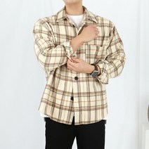 남자 겨울 울 체크 셔켓 오버핏 남방
