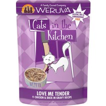 Weruva Cats in the Kitchen 러브 미 텐더 치킨 덕 레시피 그레인 프리 캣 푸드 파우치 12개들이 3온스 파우치 케이스