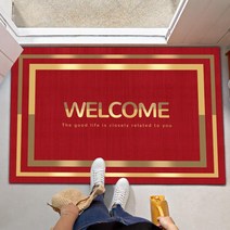 웰컴 WELCOME 매트 입구 발판 현관 업소용 입구 러그 어서오세요 발매트, 횡판(레드) + 100x100cm(가로판)