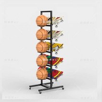 실내 배구공 스포츠 스탠드 배구 공 진열 디스플레이, 금색2단바퀴(55x37x60CM)