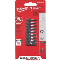 Milwaukee Electric Tool 48-32-4616 전기 충격 육각 인서트 비트 세트 9 개