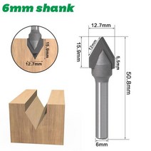 6mm 생크 1/4 V 비트 CNC 단단한 초경 엔드 밀 3D 라우터 나무 60deg 텅스텐 목공 밀링 커터, 01 6mm shank