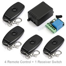 리모컨 찾기 Qiachip 433 mhz 범용 무선 제어 dc 12 v 1ch 릴레이 수신기 모듈 rf 스위치 1 버튼 게이트 차, 04 1 Receiver and 4 RC