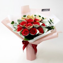 [토퍼증정]수플라워 돈꽃다발 돈다발 장미 유칼립투스 레드+쇼핑백+토퍼, 23송이